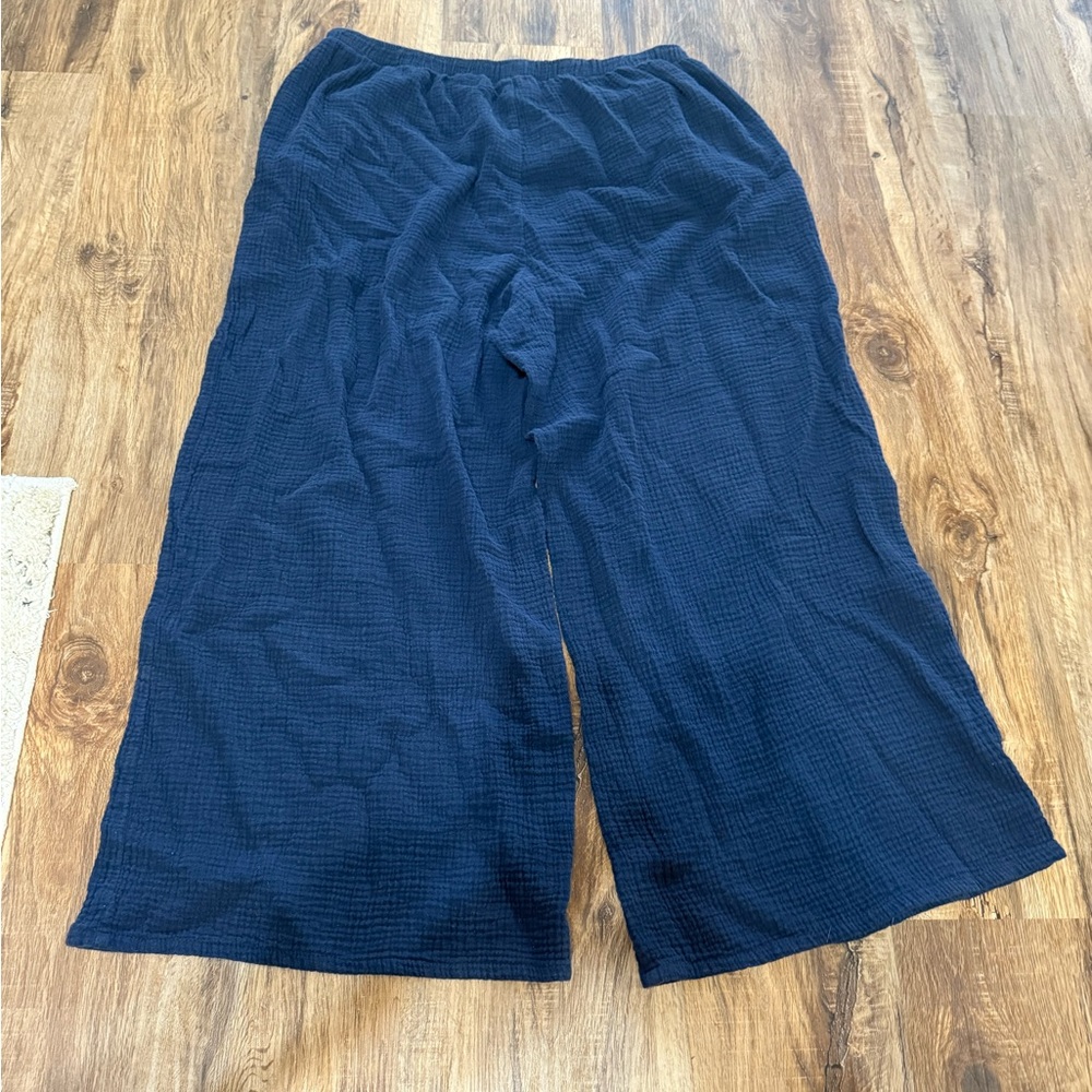 Wide Leg Navy Pants